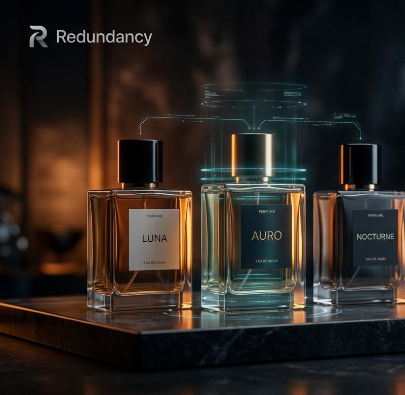 Two perfume bottles being compared
